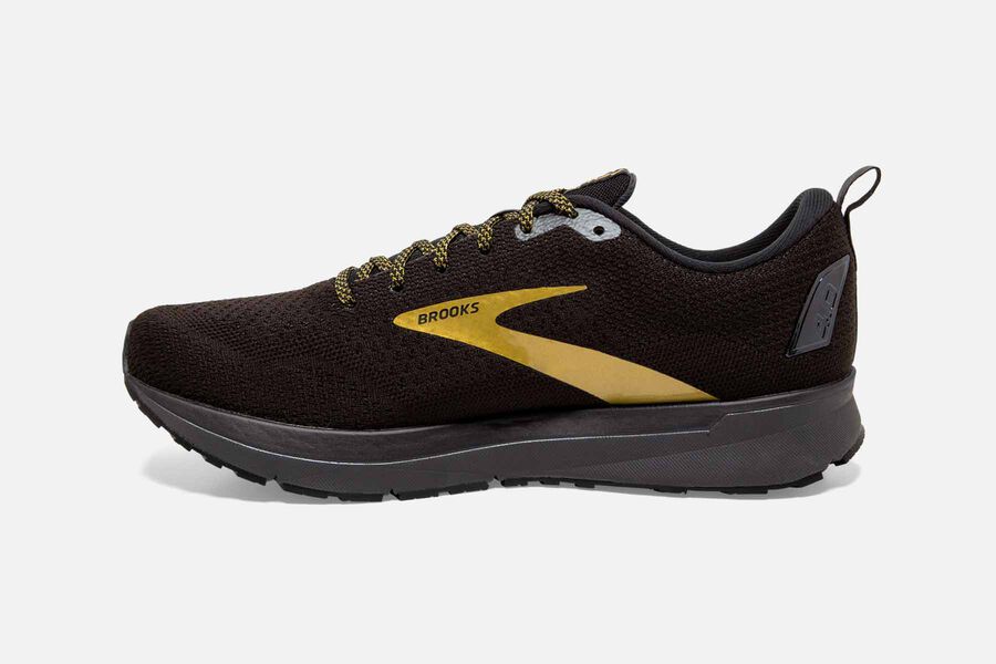 Brooks Running Shoes Mens Black/Gold - Revel 4 Road - 5712-SMLVQ